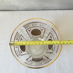 Hazel Atlas Aztec Mayan 22k Gold Medallion Ice Bucket MCM Glass Barware
