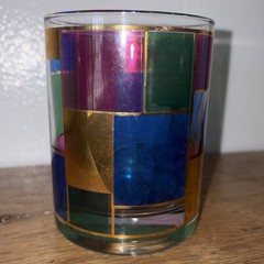 MCM One Culver Glasses Color Block Stained Glass Geometric Design GOLD