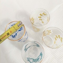 Vtg Libbey Juice Cordial Glasses Color Leaf Pattern Gold Rim 70s Kitsch Kitchen
