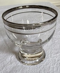 MCM Glass Silver Rim 9-piece Bar Drinkware Set Pitcher Highball & Footed Cups