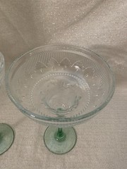 Vtg Durand Cristal D’arques Green Stem Sombrero Margarita Set 2 Embossed Glasses