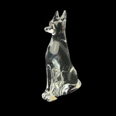 Authentic Baccarat France Clear Crystal Egyptian Dog Figurine Sculpture 6.5”