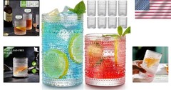Vintage Drinking Glasses Set of 8 Highball Cocktail Water Glasses