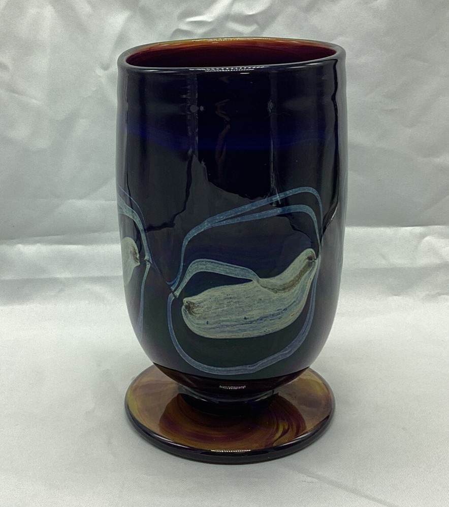 Vintage Signed Blown Art Glass — 6” Tall Drinking Goblet – SIGNED BY ARTIST 1976