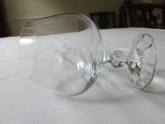 (2) Import Assoc CLAUDIA Bohemia Crystal Brandy Glasses Faceted Ball Stem 4 5/8″