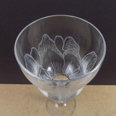 Spiegelau Crystal Wine Glass Tulip Shape Etched Petals Frosted Stem 8-5/8″ Tall