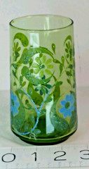 Vintage Libbey’s Green & Blue Daisy Glass Raised Pattern MCM Flower Power
