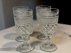 Vintage Set Of 4 WEXFORD 6 3/4” WATER Goblets By Anchor Hocking 8 oz