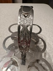 FABERWARE Brooklyn NY Chrome Beverage Caddy Holder w/6 Rainbow Etched Glasses