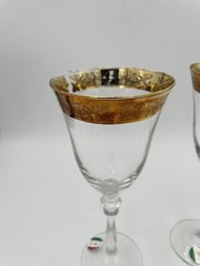 Vintage Cristalleria Fratelli Fumo Gold Rimmed Wine Glasses 8.5” Handmade Italy