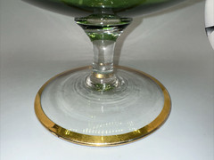 VINTAGE VENETIAN BOHEMIAN LARGE BRANDY SNIFTER GREEN GOLD WITH RED JEWELS