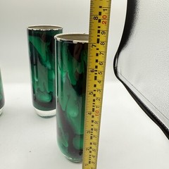 Green Swirl Art Glasses – Set Of 4 – Vintage – GORGEOUS