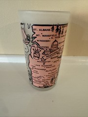 Vintage Vermont Souvenir Frosted Map Glass Tumbler 5.5” Mid-Century