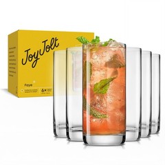 Set of 6 Lead-Free Crystal Highball Glasses – 13oz Tall Water & Cocktail Drinkwa