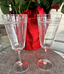 Kate Spade Lenox Crystal Library Stripe Herringbone 12oz Stemmed Glass Pair