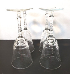 4 Arctic Rose By Rock Sharpe Water Goblets w/ Star of David on Base