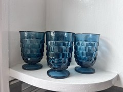 Vintage Whitehall Riviera Blue Cubist Glasses