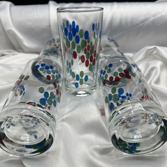 MCM Five Multicolor Grapes Tumblers Water / Juice Glasses. See pics.