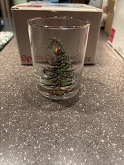 Spode Christmas Tree Double Old-Fashioned Glasses Set Of 4 USED