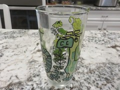 Vintage Hazel Atlas Sour Cream Glass Zoo Safari Jungle Animals 2 Tone Green Used