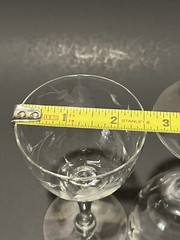 Vintage Etched Crystal Cordial Glasses Mid Century Set of 2 Floral & Butterfly