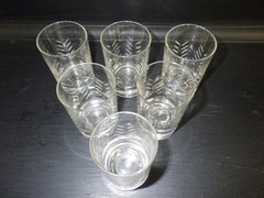 Juice Glasses RAIN by Javit 6 3.50″ tall vintage 1950’s etched juice glasses 5oz