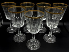 Oscar de La Renta SET OF 7 Crystal Wine Water Goblets Gold Rim *NICE*