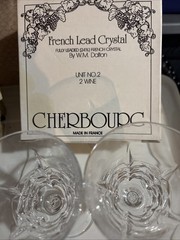 VTG WM Dalton Cherbourg French Lead Crystal Goblets Set of 2 Original Box #2