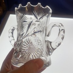 American Brilliant Period ABP Cut Glass 2 Handled Floral Loving Cup