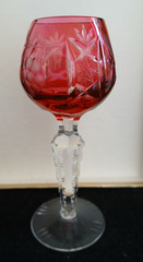 Set of 4 Nachtmann TRAUBE Cranberry Cut Crystal Sherry Cordial Glasses 5-1/4″H