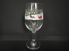 4 Vintage Libbey Christmas Winter Village Countryside Snow Scene Goblets 7 1/2″
