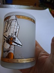 Vintage Frosted NASA Drinking Glass By Kapen-Kent 22kt Gold Trim 3″ Across 4″Tal