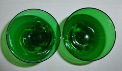2 pcs Fostoria COLONIAL DAME Green Footed Liquor Cocktail glasses 4-1/4″