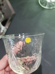 (11) Wine Goblets Glasses 6″ Elegant crystal Rock Sharpe? floral swag dots arch