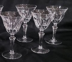 4 NACHTMANN FINE CRYSTAL CORDIAL SHERRY GLASSES CUT CABOCHON DETAIL QUALITY