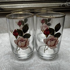 4 West Virginia Glasses Radiant Rose 4” Vintage Juice Glasses .