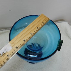 Hand Blown Glass Rustic Ball/Claw Large Twist Stem Martini Goblet-Applied Prunt