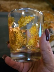 4 VTG BARLETT 22k GOLD CHRYSANTHEMUM 8 OZS whiskey or shot Glasses 3.5”x3”