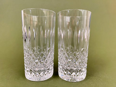 2 Waterford Ballybay Criss Cross Vertical Cut Crystal Highball Glasses 5 1/2»