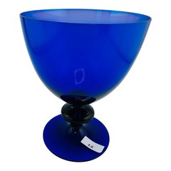 Beautiful Cobalt Blue Clear Stem Wine Water Goblet 5” FREE SHIPPING