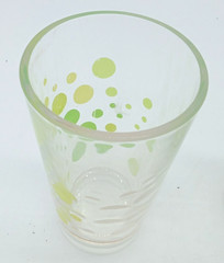 VTG Retro Acrylic Tumblers Set Of 5 Yellow & Green Dot Light Refracting Bubbles