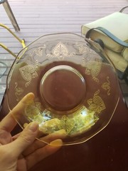 (1) RARE 6″ Cereal Bowl #2375 glass FOSTORIA crystal TROJAN TOPAZ YELLOW (#2)