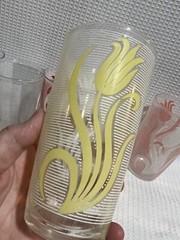 Hazel Atlas Multi-Colored Tulip Design Tumbler Set (Qty.6)