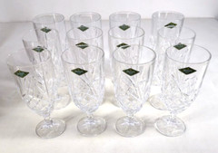 12 Shannon Crystal Designs of Ireland Stem Goblets Iced Drinking Glasses 14 oz