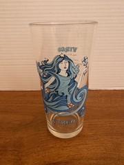 Vintage Blue VIRGO Glass K.M.A. 1976 Zodiac Horoscope