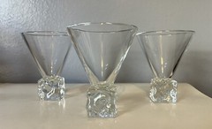 DiSaronno Clear Melting Ice Cube Base Martini Cocktail Glasses Barware~set of 3