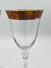 Vintage Cristalleria Fratelli Fumo Gold Rimmed Wine Glasses 8.5” Handmade Italy
