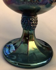 Vintage Set Of 2 Indiana Blue Carnival Glass Harvest Grape 8oz Goblets 5-1/4”