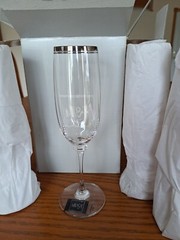 Stephanie Platinum By Mikasa T7118-0017 Crystal Champagne Stemmed Glasses 4 NIB