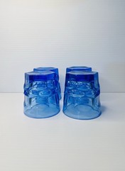 4 Fostoria Cobalt Blue Rock Glasses Juice Tumblers HFM Ford Museum Vintage